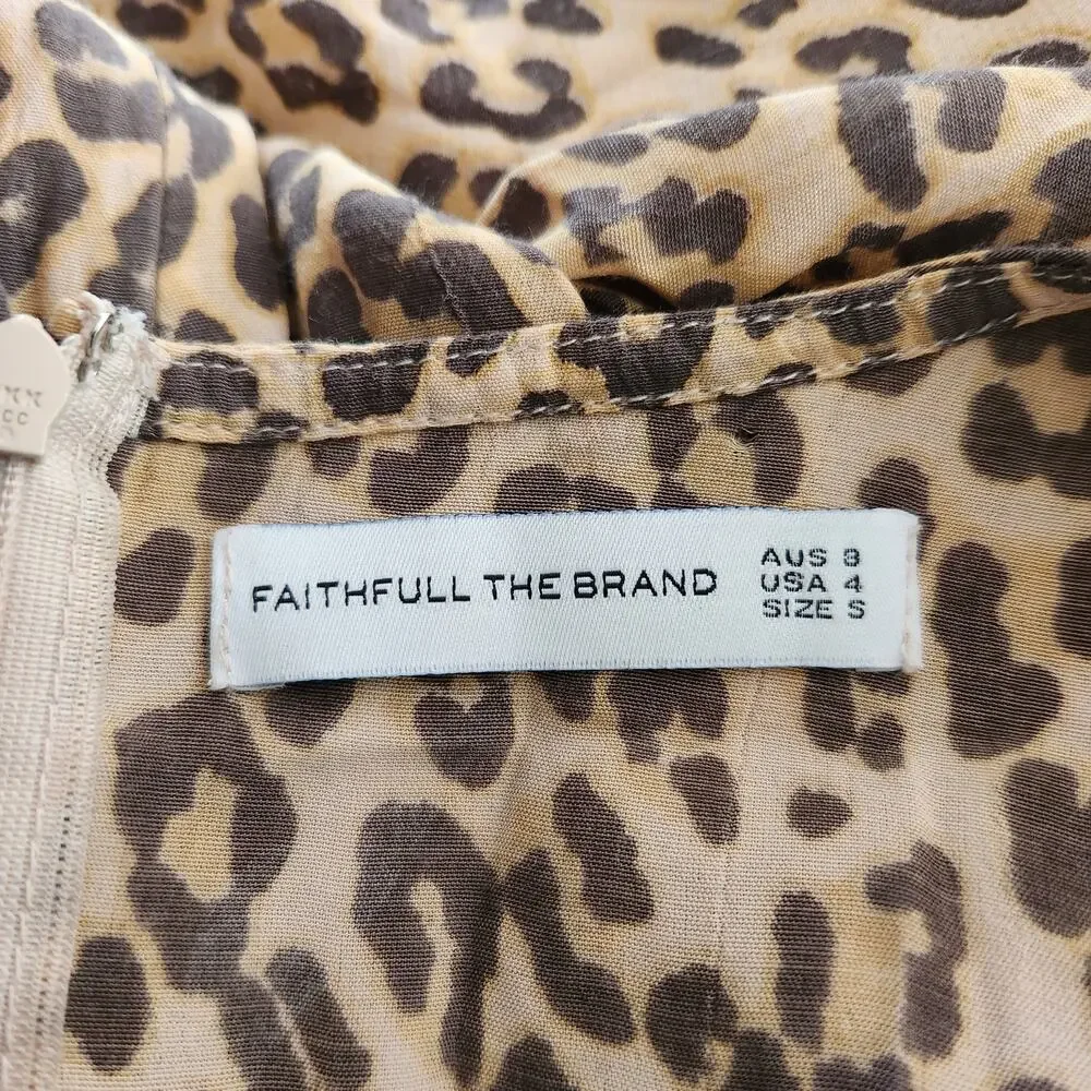 Faithfull The Brand Women's Marie Louise Leopard Print Midi Dress Size 4 - Picture 4 of 11
